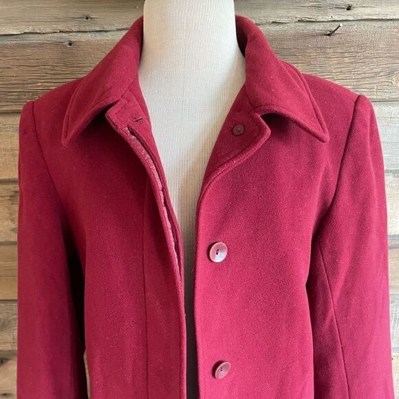 Eddie Bauer Red Wool Blend Overcoat Size M EUC - Picture 3 of 7